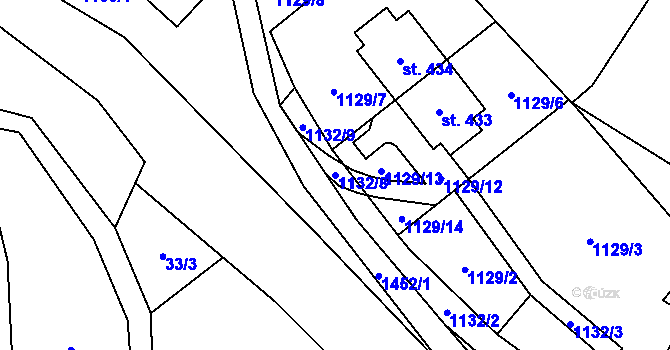 Parcela st. 1132/8 v KÚ Bernartice, Katastrální mapa