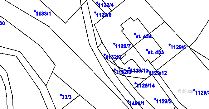 Parcela st. 1132/9 v KÚ Bernartice, Katastrální mapa