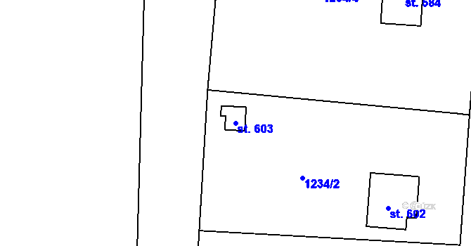 Parcela st. 603 v KÚ Bernartice, Katastrální mapa