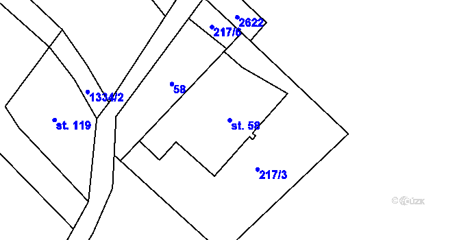 Parcela st. 58 v KÚ Královec, Katastrální mapa