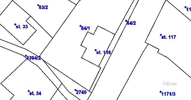 Parcela st. 118 v KÚ Královec, Katastrální mapa