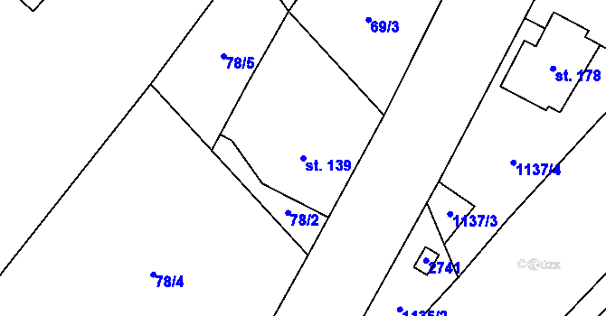 Parcela st. 139 v KÚ Královec, Katastrální mapa