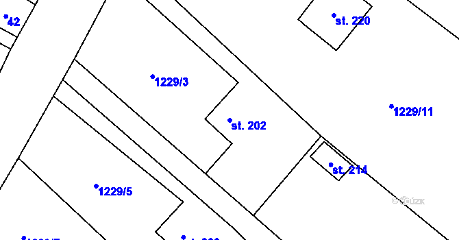 Parcela st. 202 v KÚ Královec, Katastrální mapa