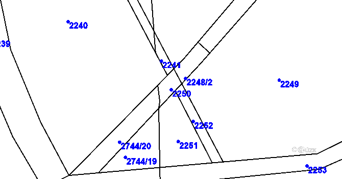 Parcela st. 2250 v KÚ Královec, Katastrální mapa