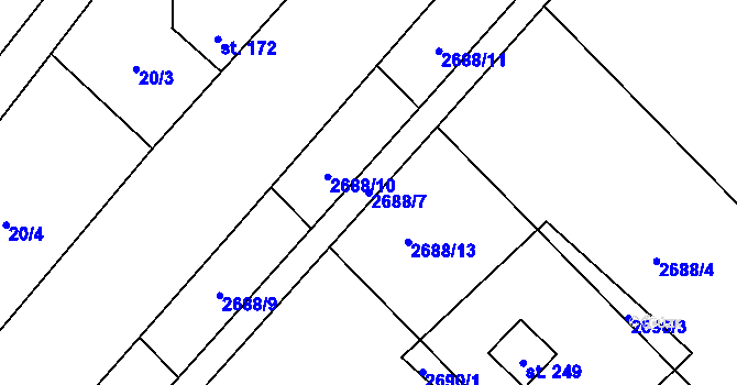 Parcela st. 2688/7 v KÚ Královec, Katastrální mapa