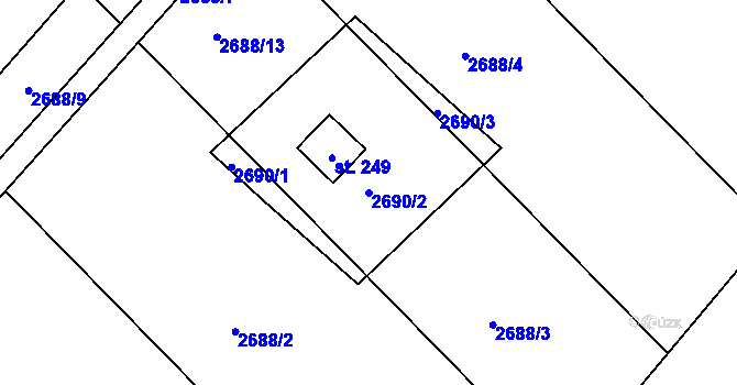 Parcela st. 2690/2 v KÚ Královec, Katastrální mapa
