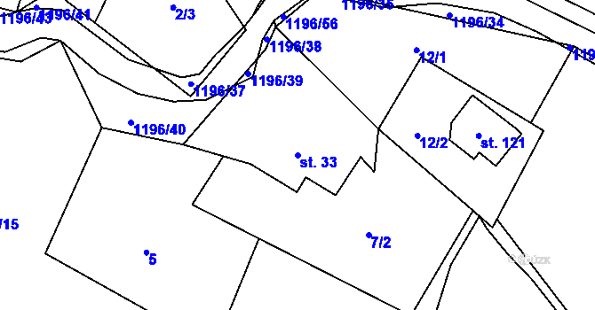 Parcela st. 33 v KÚ Křenov u Žacléře, Katastrální mapa