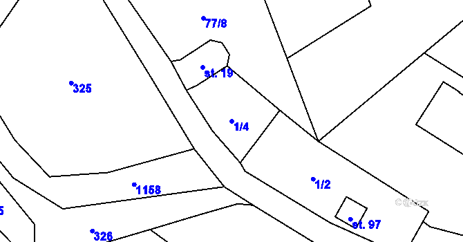 Parcela st. 1/4 v KÚ Křenov u Žacléře, Katastrální mapa