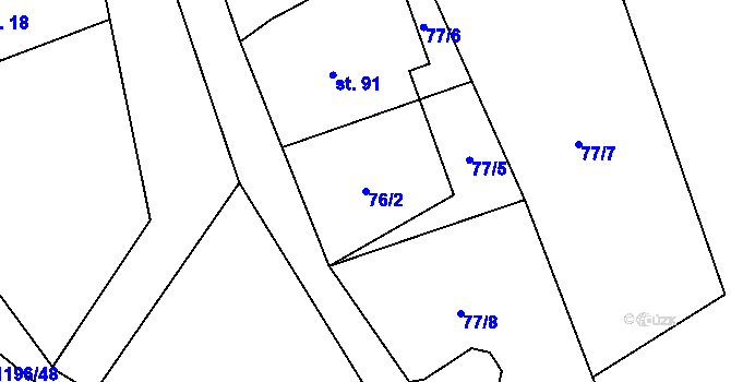 Parcela st. 76/2 v KÚ Křenov u Žacléře, Katastrální mapa