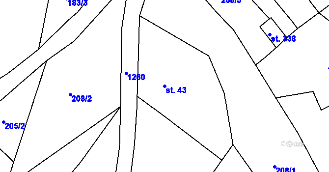 Parcela st. 43 v KÚ Lampertice, Katastrální mapa