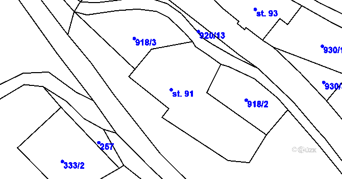 Parcela st. 91 v KÚ Lampertice, Katastrální mapa