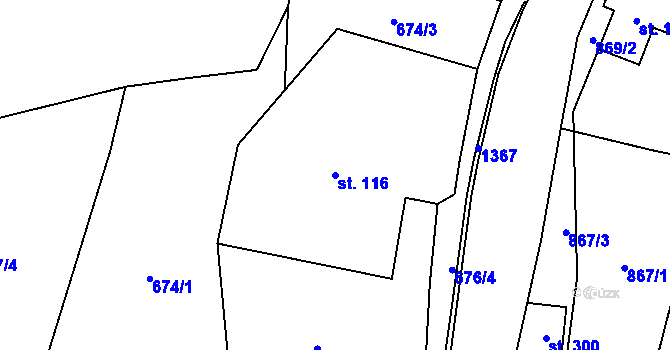 Parcela st. 116 v KÚ Lampertice, Katastrální mapa