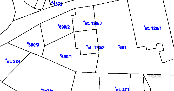 Parcela st. 120/2 v KÚ Lampertice, Katastrální mapa