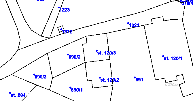 Parcela st. 120/3 v KÚ Lampertice, Katastrální mapa