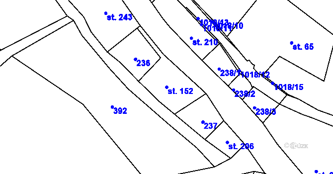 Parcela st. 152 v KÚ Lampertice, Katastrální mapa