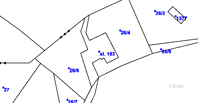 Parcela st. 183 v KÚ Lampertice, Katastrální mapa