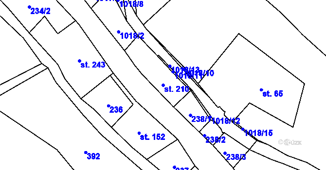 Parcela st. 210 v KÚ Lampertice, Katastrální mapa