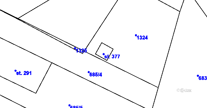 Parcela st. 377 v KÚ Lampertice, Katastrální mapa