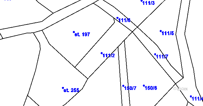 Parcela st. 111/2 v KÚ Lampertice, Katastrální mapa