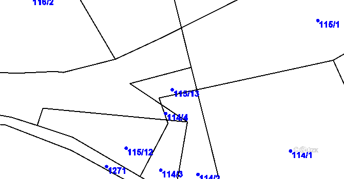 Parcela st. 115/13 v KÚ Lampertice, Katastrální mapa