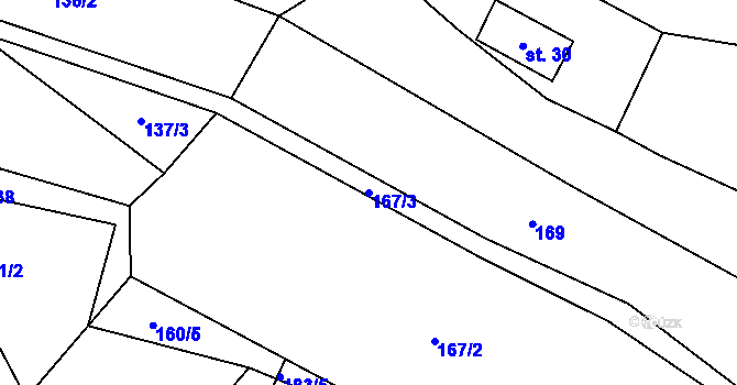 Parcela st. 167/3 v KÚ Lampertice, Katastrální mapa