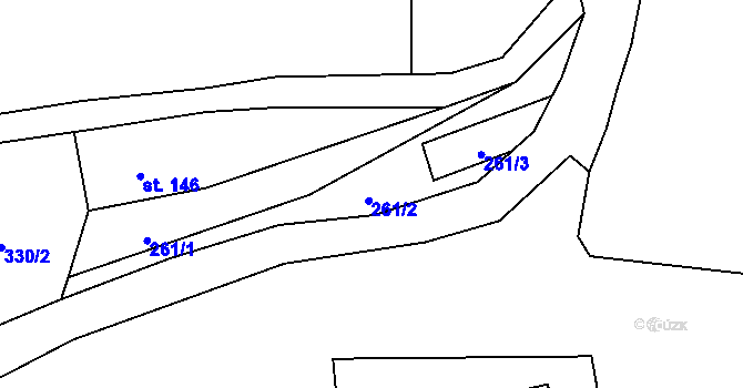 Parcela st. 261/2 v KÚ Lampertice, Katastrální mapa