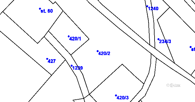 Parcela st. 420/2 v KÚ Lampertice, Katastrální mapa