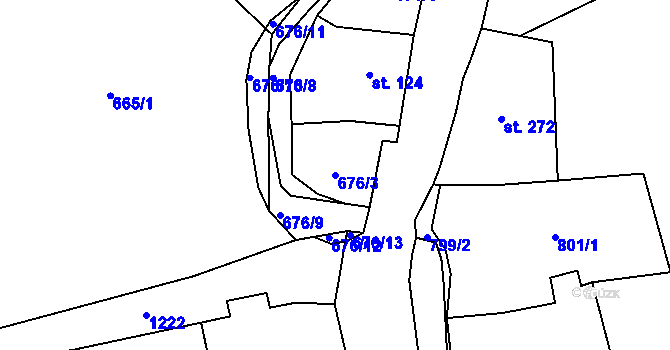 Parcela st. 676/3 v KÚ Lampertice, Katastrální mapa
