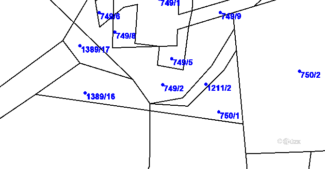 Parcela st. 749/2 v KÚ Lampertice, Katastrální mapa