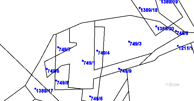 Parcela st. 749/4 v KÚ Lampertice, Katastrální mapa