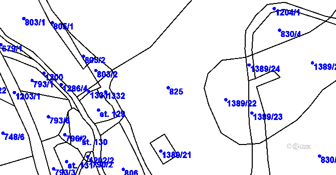 Parcela st. 825 v KÚ Lampertice, Katastrální mapa