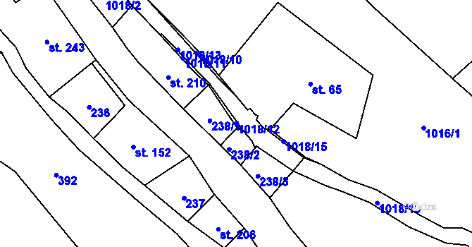 Parcela st. 1018/12 v KÚ Lampertice, Katastrální mapa