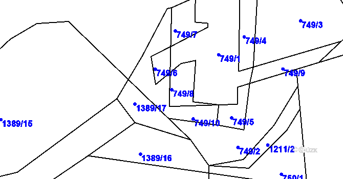 Parcela st. 749/8 v KÚ Lampertice, Katastrální mapa