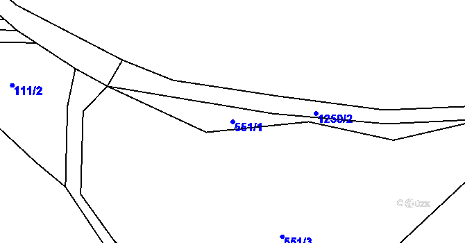 Parcela st. 551/1 v KÚ Lampertice, Katastrální mapa