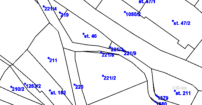 Parcela st. 221/8 v KÚ Lampertice, Katastrální mapa