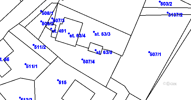 Parcela st. 63/5 v KÚ Bernartice u Javorníka, Katastrální mapa