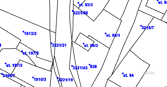 Parcela st. 96/2 v KÚ Bernartice u Javorníka, Katastrální mapa