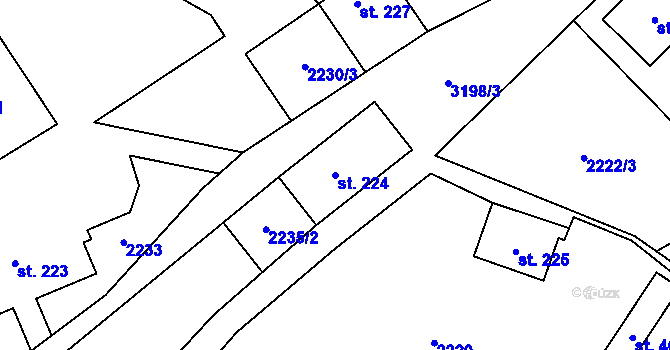 Parcela st. 224 v KÚ Bernartice u Javorníka, Katastrální mapa