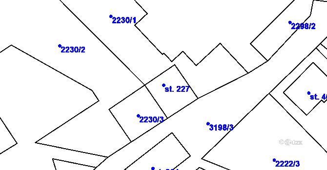 Parcela st. 227 v KÚ Bernartice u Javorníka, Katastrální mapa