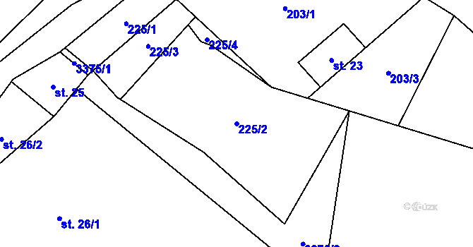 Parcela st. 225/2 v KÚ Bernartice u Javorníka, Katastrální mapa
