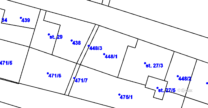 Parcela st. 448/1 v KÚ Bernartice u Javorníka, Katastrální mapa