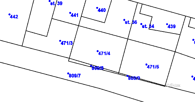 Parcela st. 471/4 v KÚ Bernartice u Javorníka, Katastrální mapa