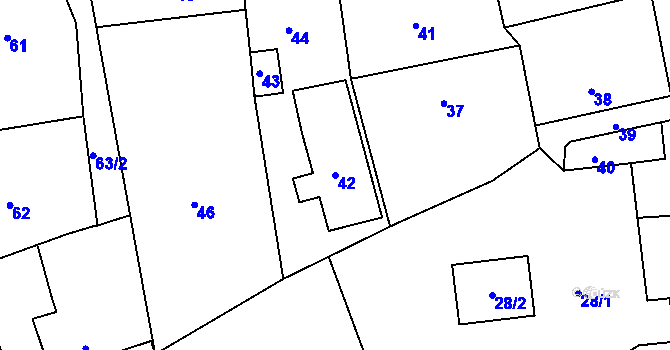 Parcela st. 42 v KÚ Bernartice nad Odrou, Katastrální mapa