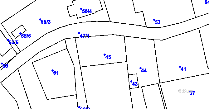 Parcela st. 45 v KÚ Bernartice nad Odrou, Katastrální mapa