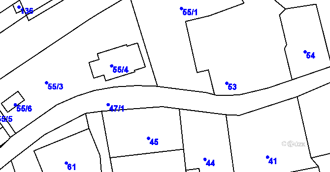 Parcela st. 55/2 v KÚ Bernartice nad Odrou, Katastrální mapa