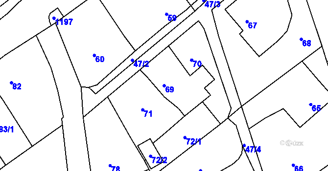 Parcela st. 69 v KÚ Bernartice nad Odrou, Katastrální mapa