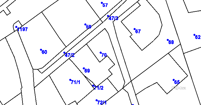 Parcela st. 70 v KÚ Bernartice nad Odrou, Katastrální mapa