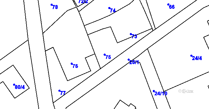 Parcela st. 75 v KÚ Bernartice nad Odrou, Katastrální mapa