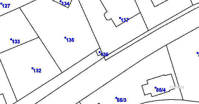 Parcela st. 136 v KÚ Bernartice nad Odrou, Katastrální mapa