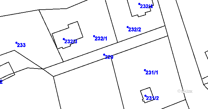 Parcela st. 229 v KÚ Bernartice nad Odrou, Katastrální mapa